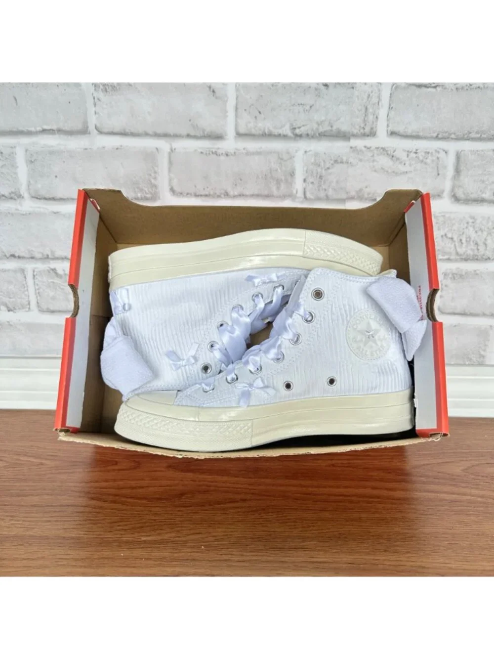 ⭐Rare Converse Chuck 70 Hi Bow Pleated 7 Men Shoes Elegant Sneaker White A15191C